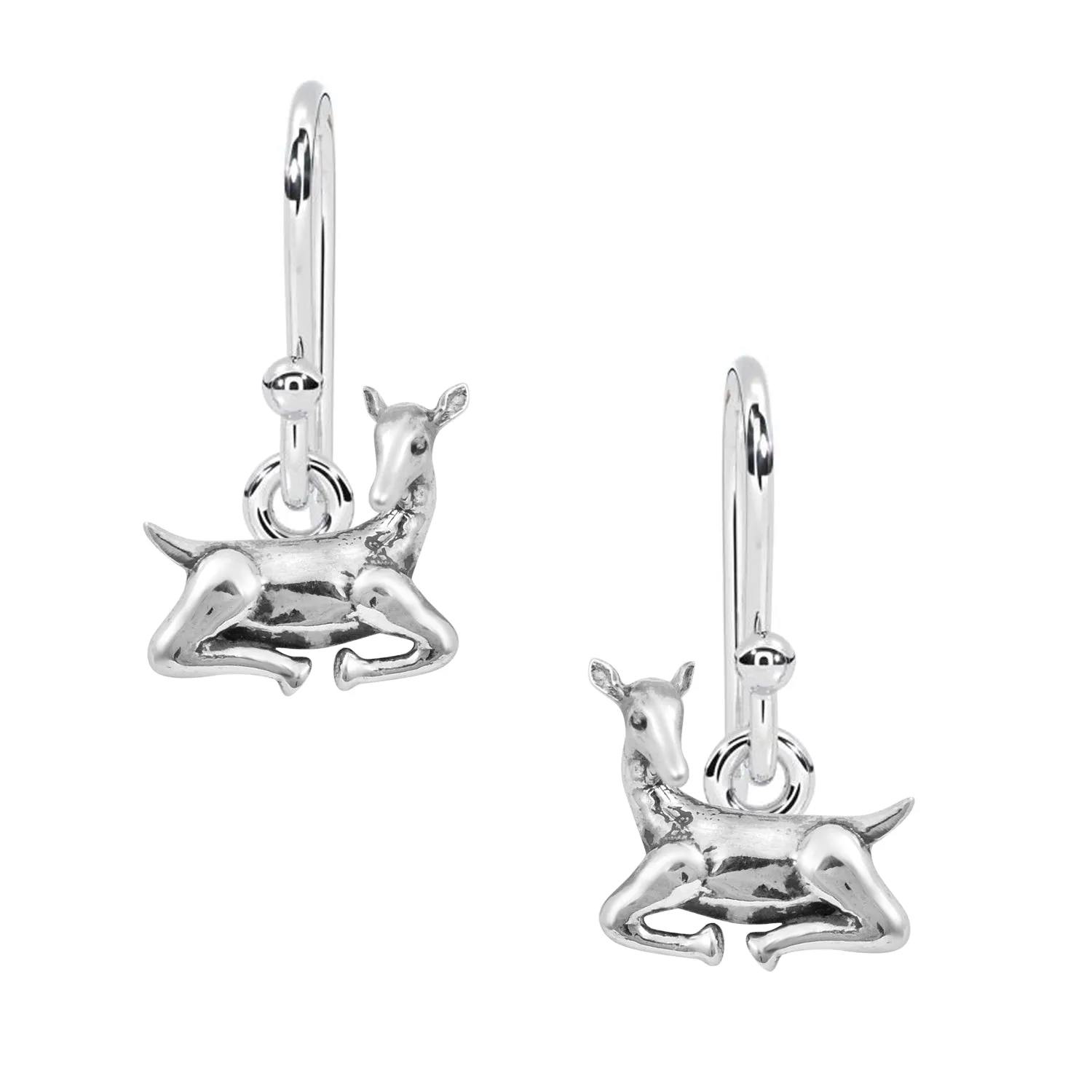 Deer Dangle Earrings For Women Solid 925 Sterling Silver Deer Earrings Pretty & Lovely Animal Earrings