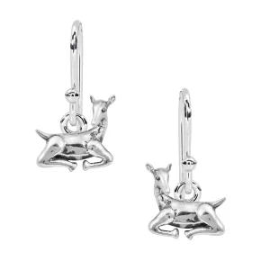 Deer Dangle Earrings For Women Solid 925 Sterling Silver Deer Earrings Pretty & Lovely Animal Earrings