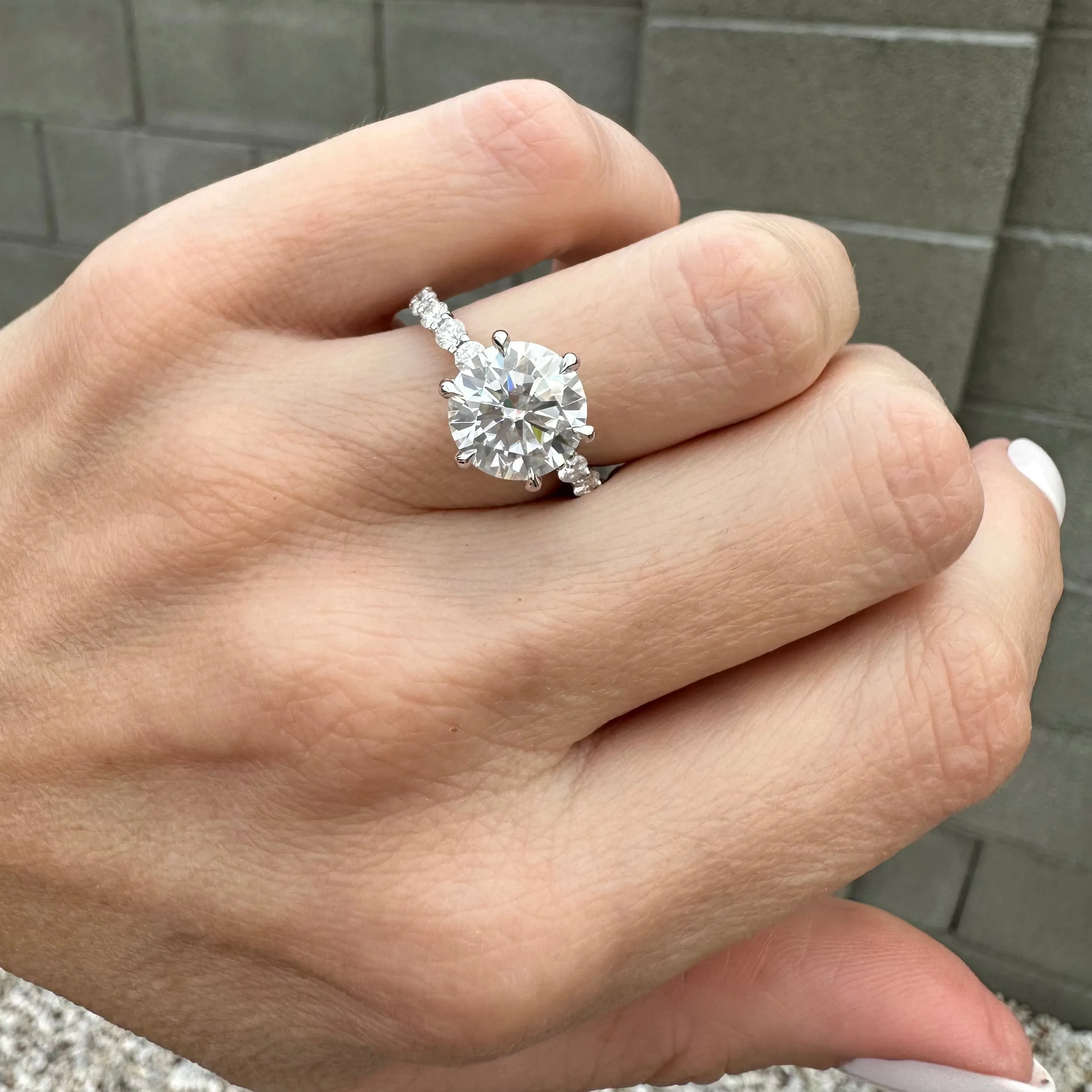 Destiny 6-Prong (3.5ct) Round Moissanite Ring ( ) Hidden Halo