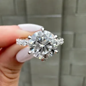 Destiny 6-Prong (3.5ct) Round Moissanite Ring ( ) Hidden Halo