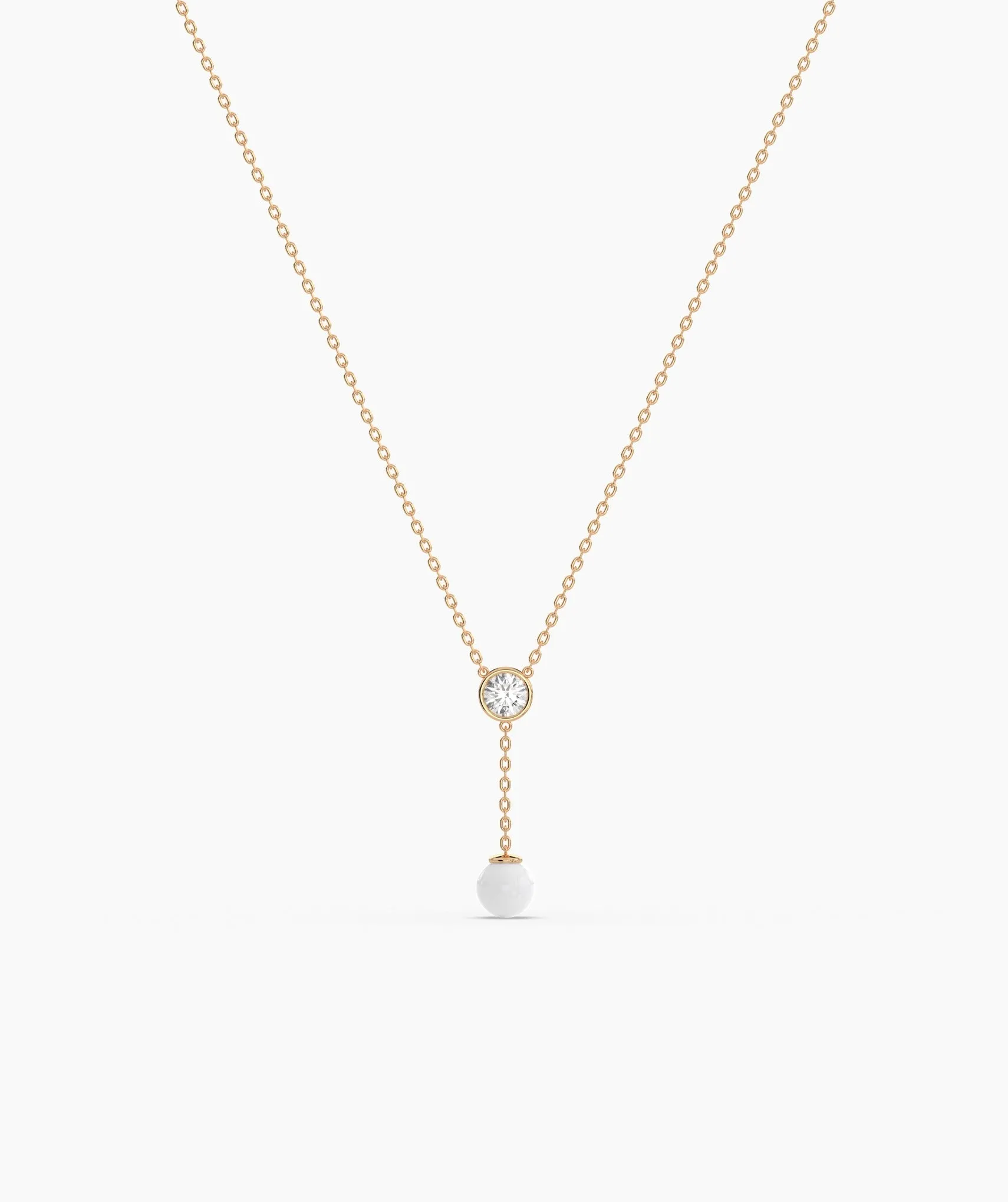 Diamond & Pearl Y Drop Necklace