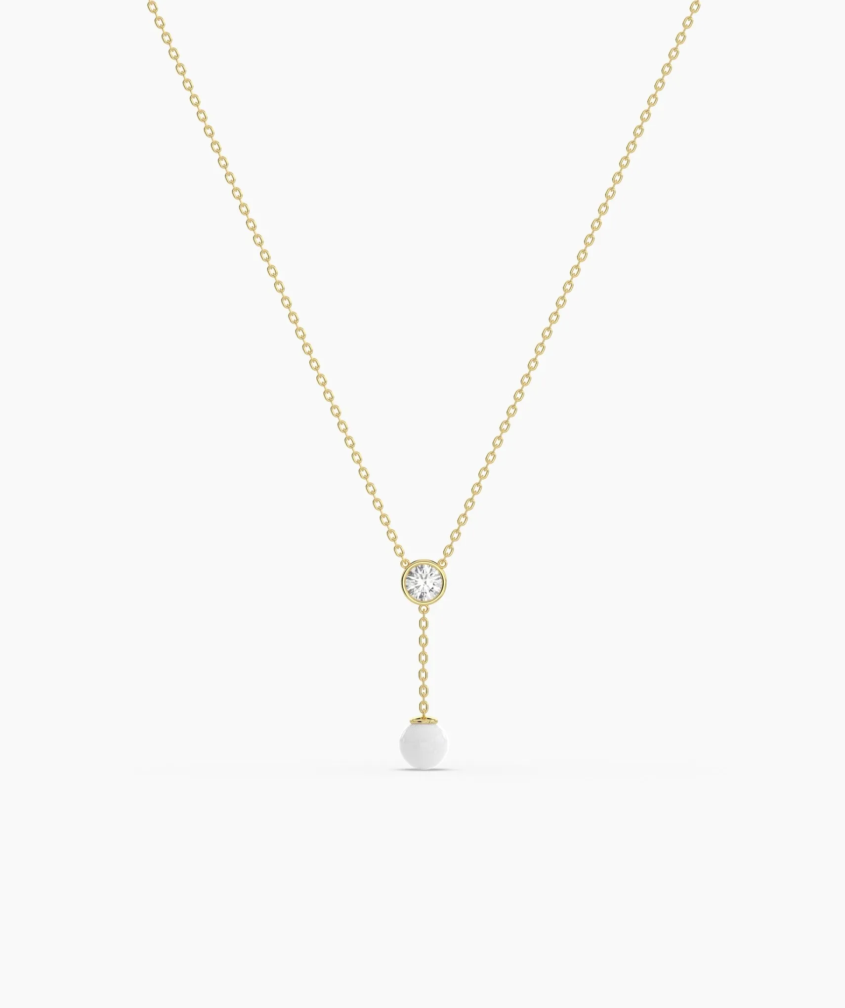 Diamond & Pearl Y Drop Necklace