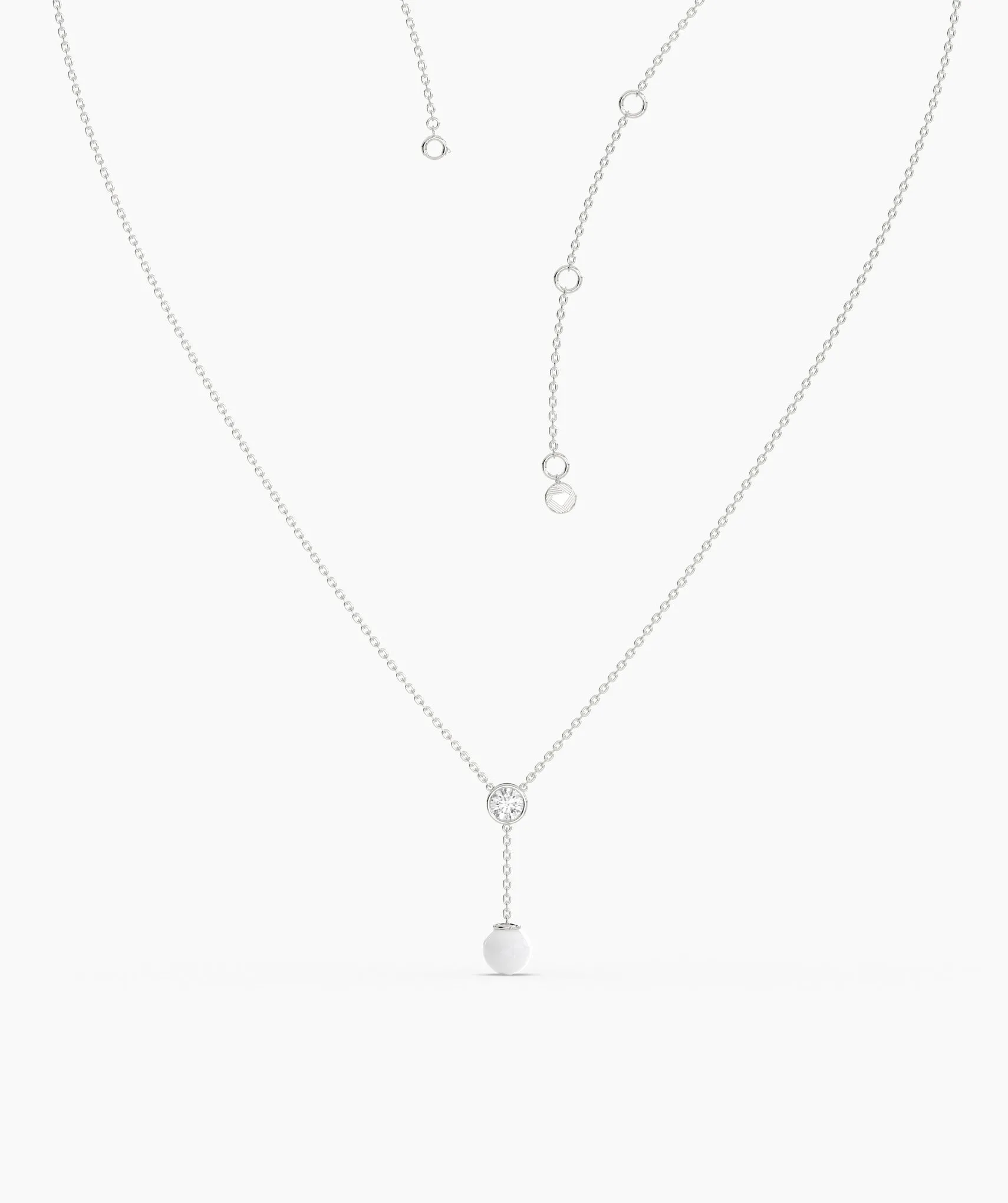 Diamond & Pearl Y Drop Necklace