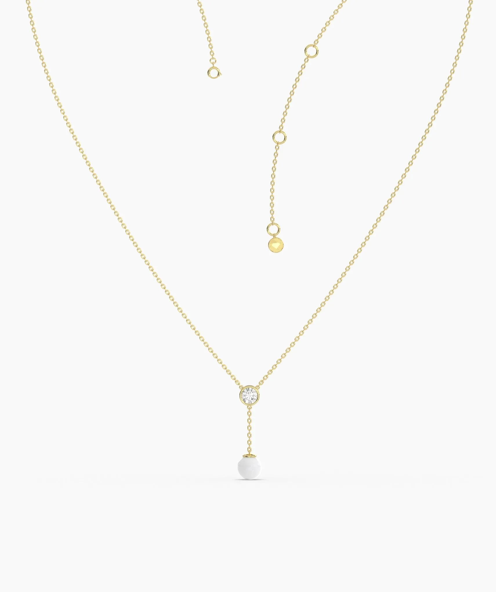 Diamond & Pearl Y Drop Necklace