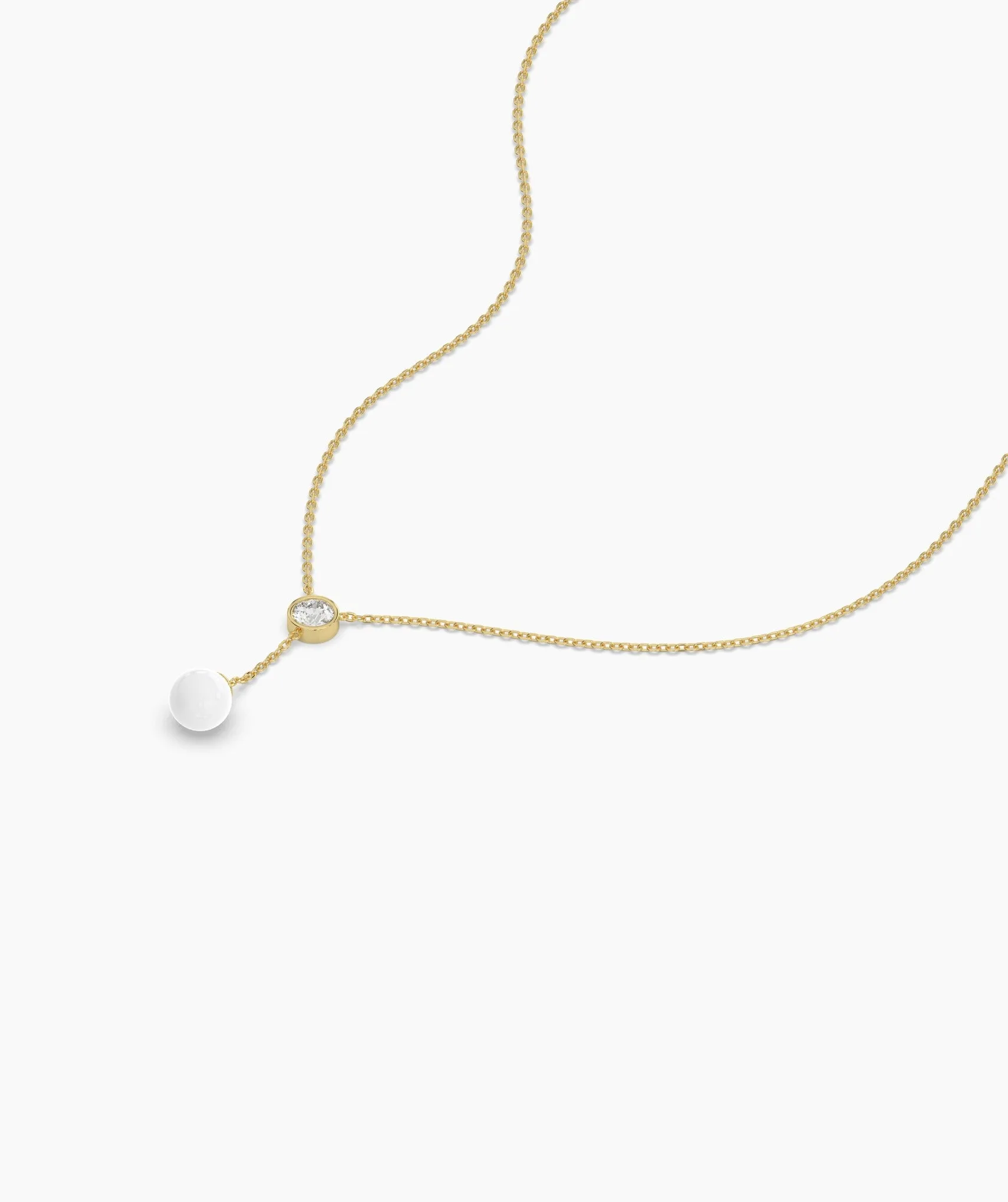 Diamond & Pearl Y Drop Necklace