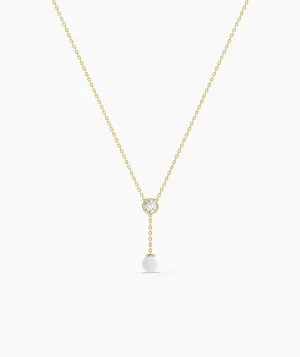 Diamond & Pearl Y Drop Necklace