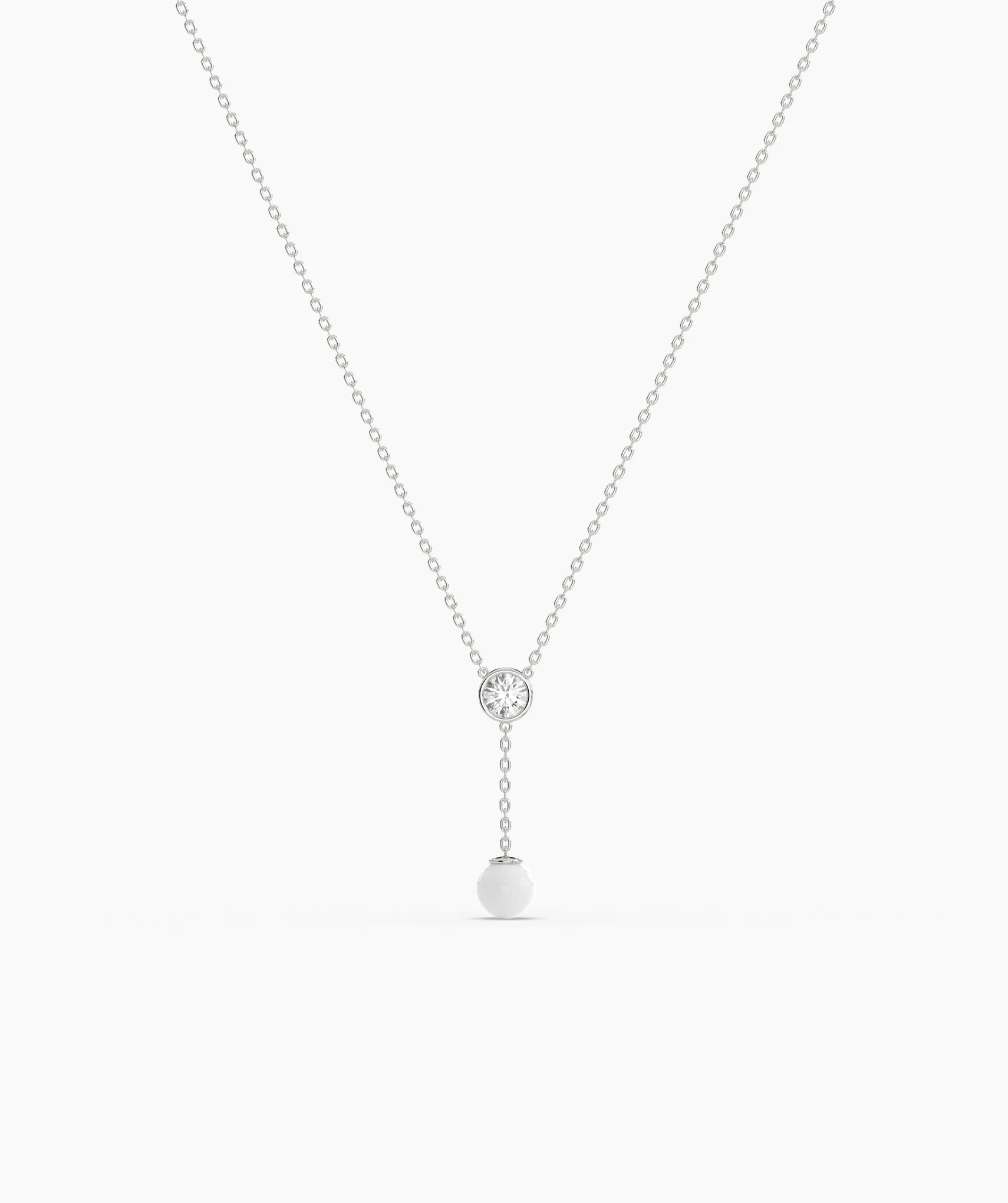 Diamond & Pearl Y Drop Necklace