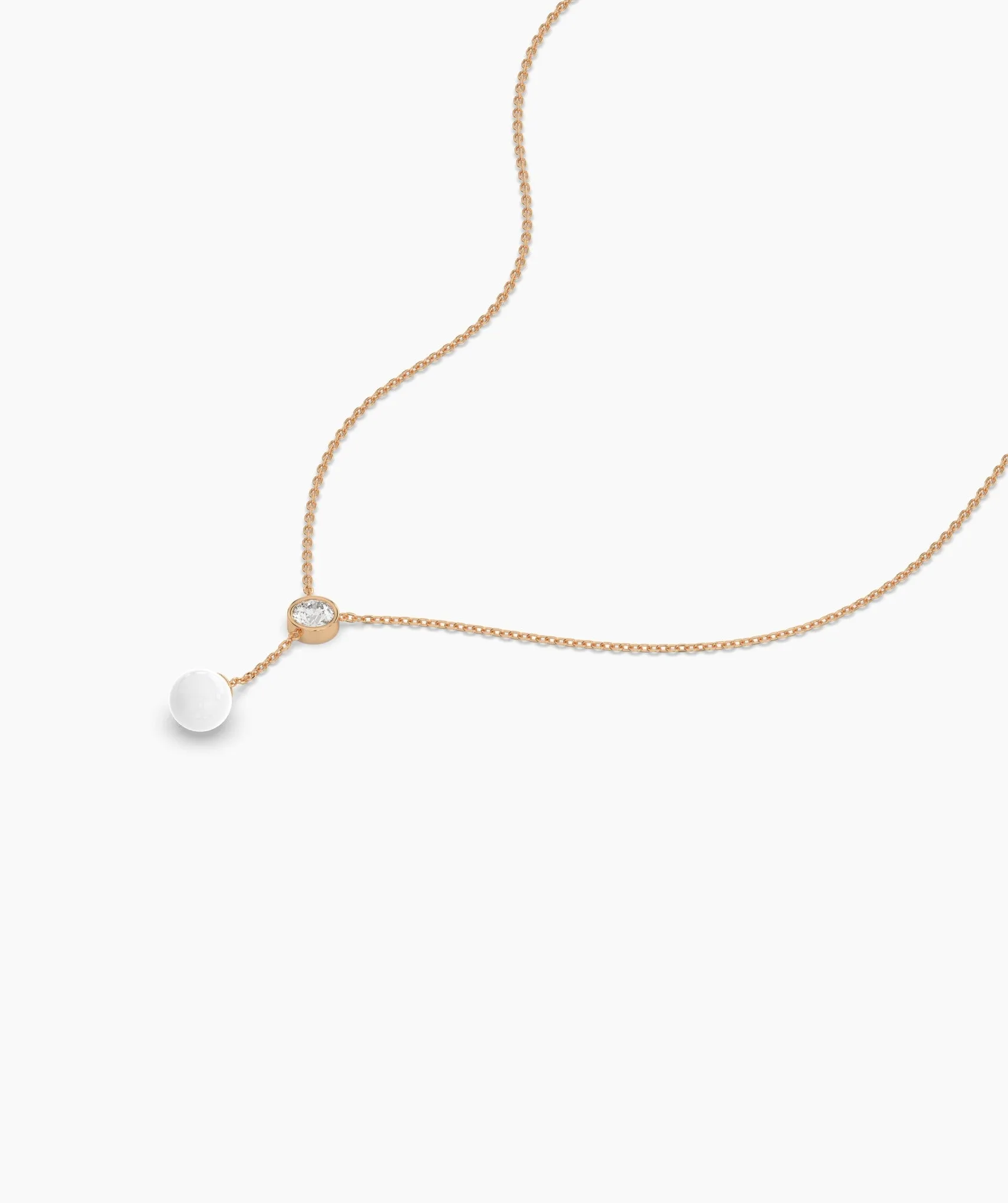Diamond & Pearl Y Drop Necklace