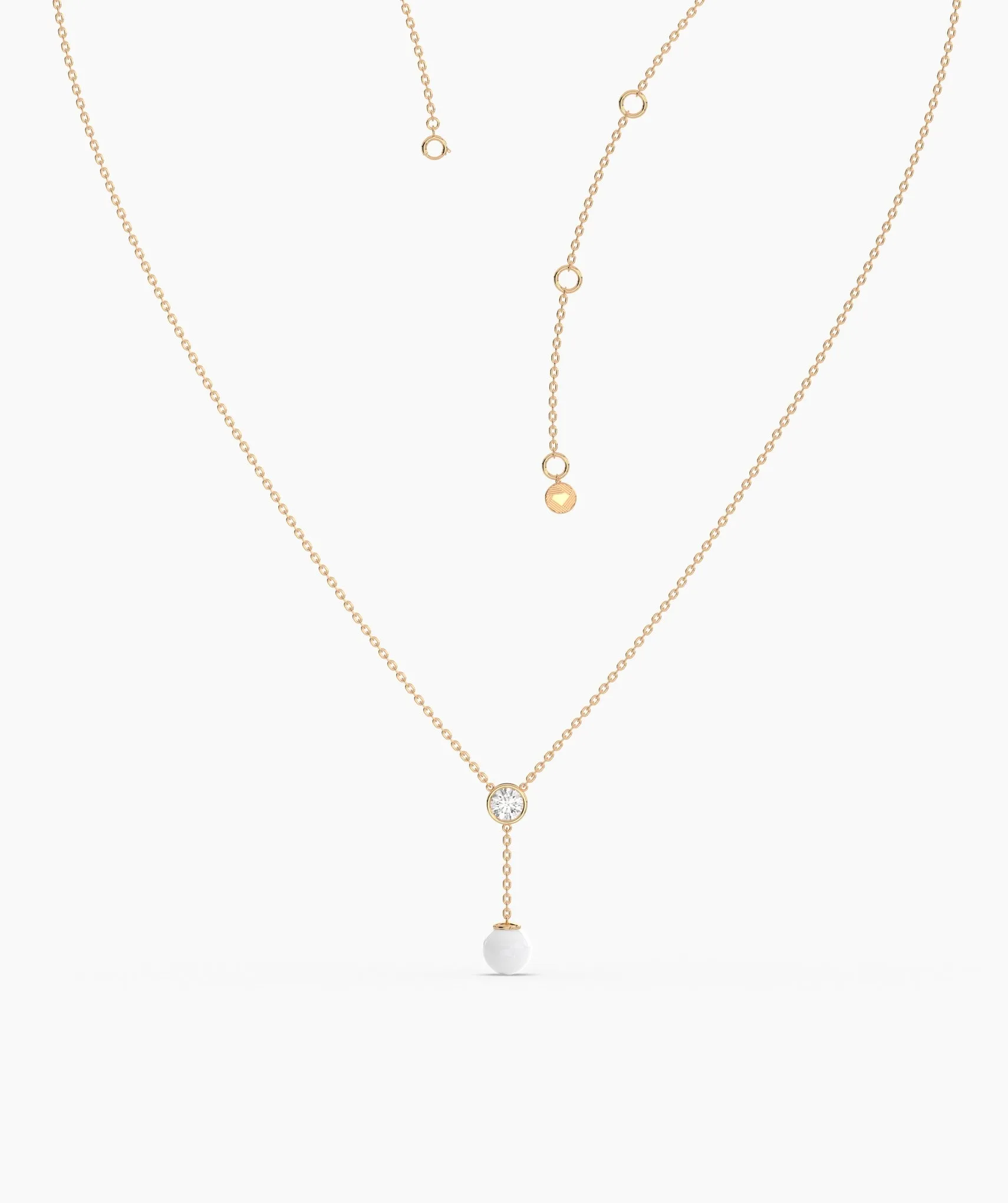 Diamond & Pearl Y Drop Necklace
