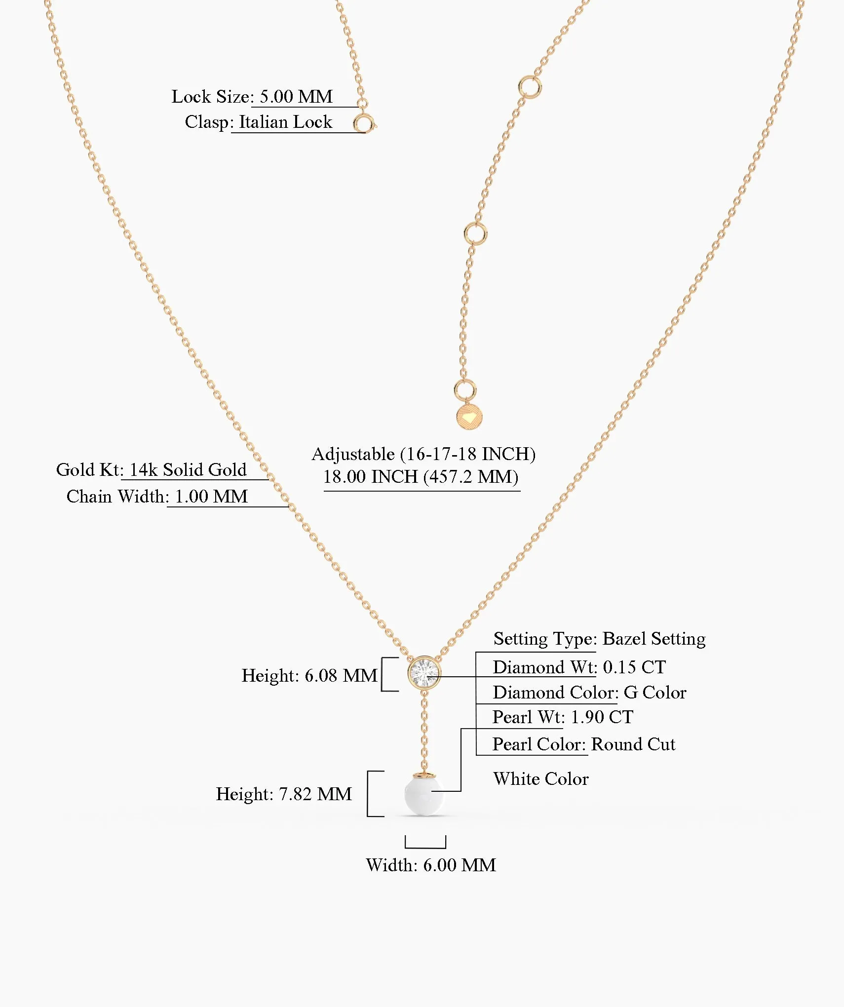 Diamond & Pearl Y Drop Necklace