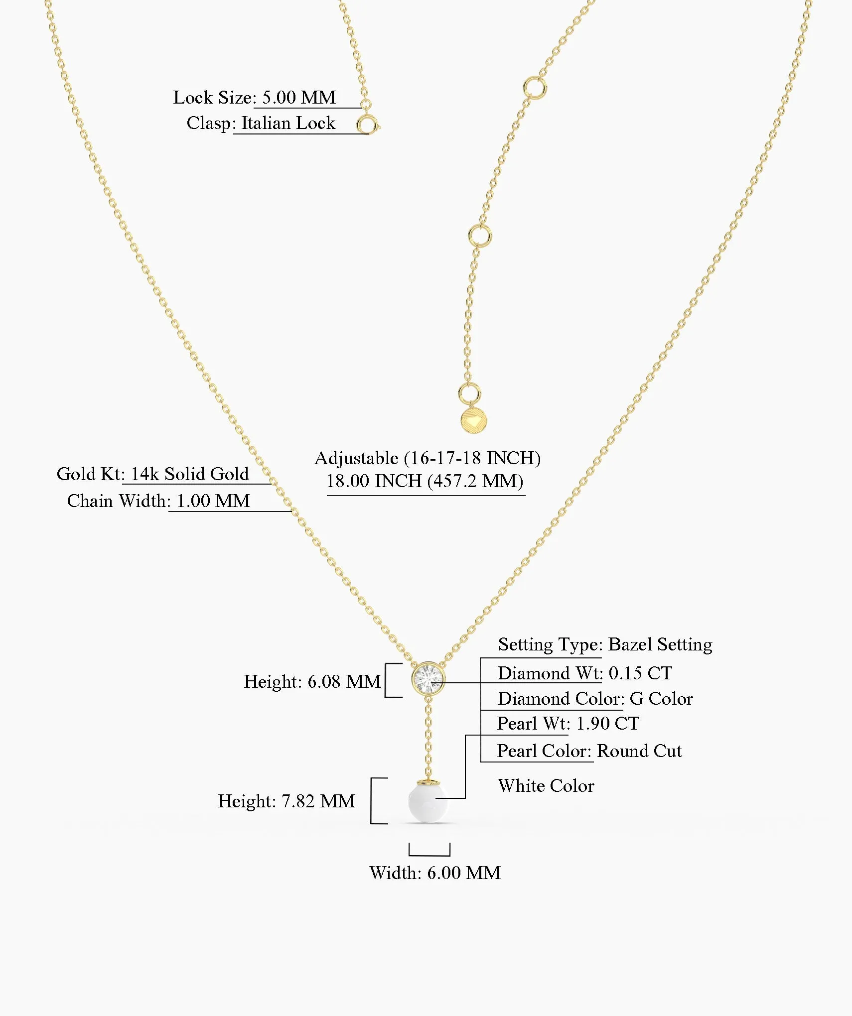 Diamond & Pearl Y Drop Necklace