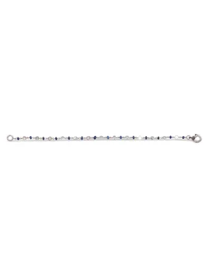 Diamond and Blue Beaded Chain Bracelet