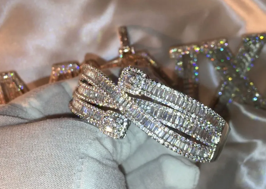 Diamond Bangle | Womens Bracelet | Mens Bracelet | Diamond Bracelet | Baguette Bracelet | Bangle | Iced Out Bracelets | Cuff Bracelet