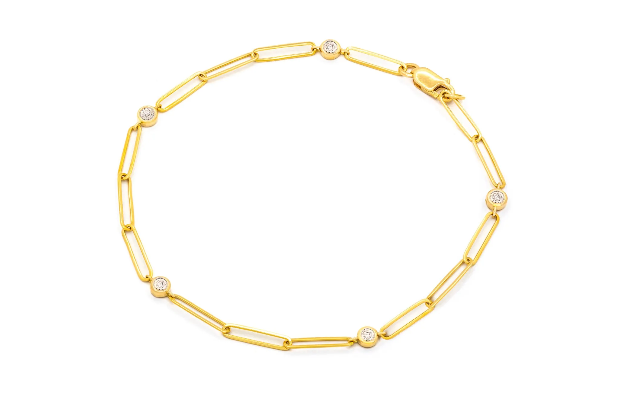 Diamond Bezel Paperclip Bracelet