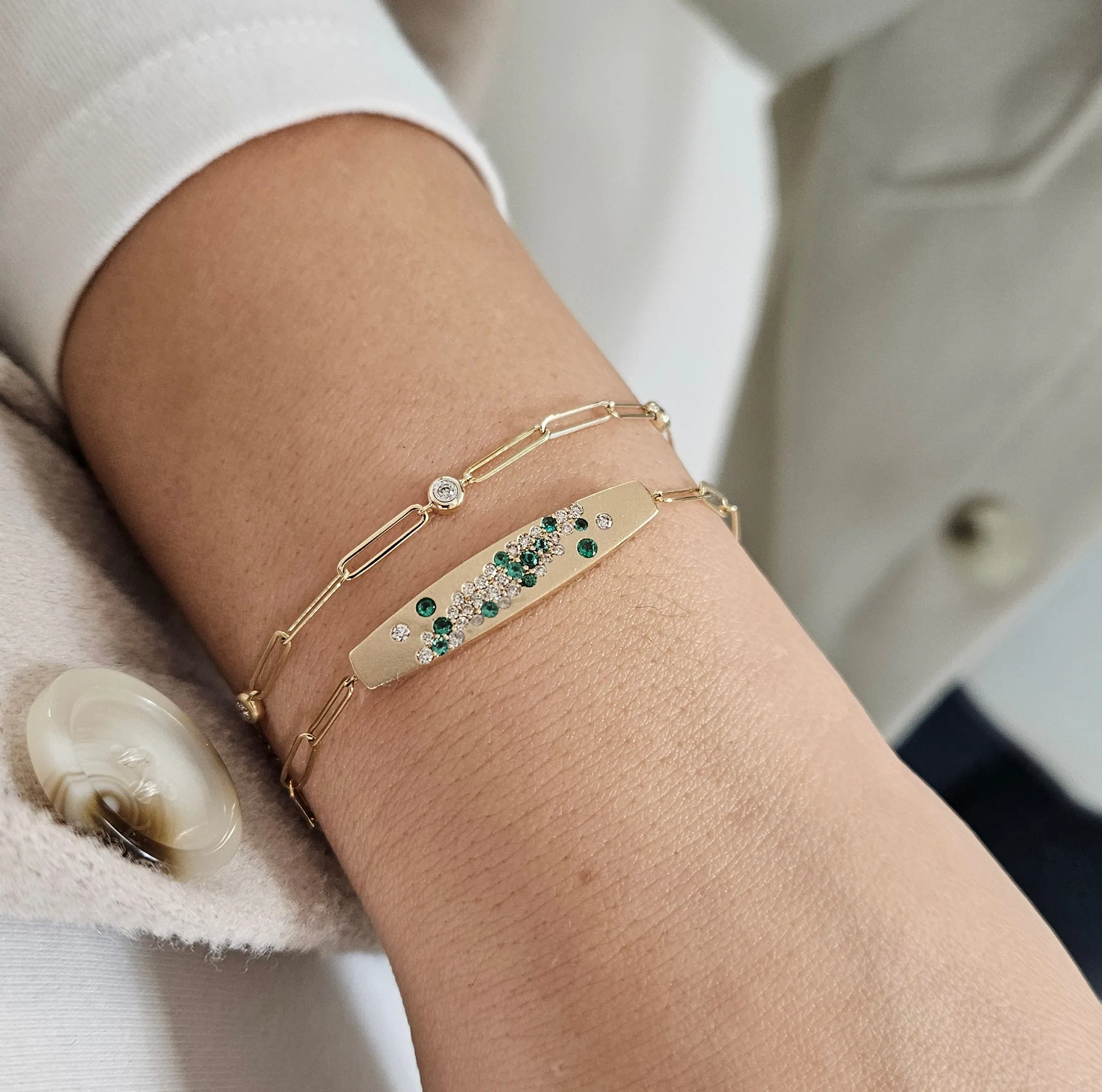 Diamond Bezel Paperclip Bracelet