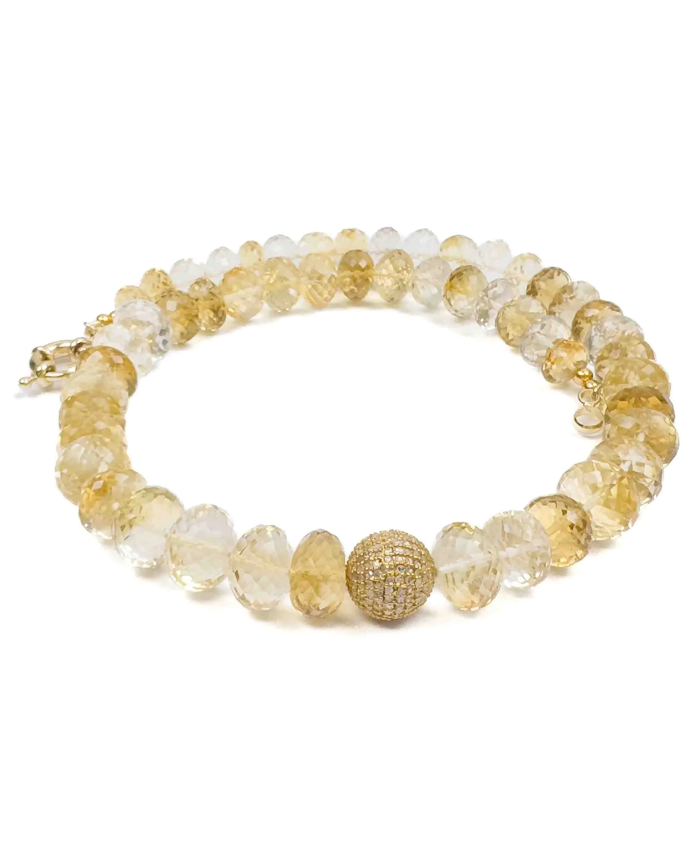 Diamond Center Faceted Citrine Necklace