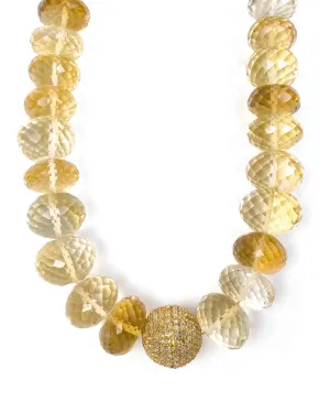 Diamond Center Faceted Citrine Necklace