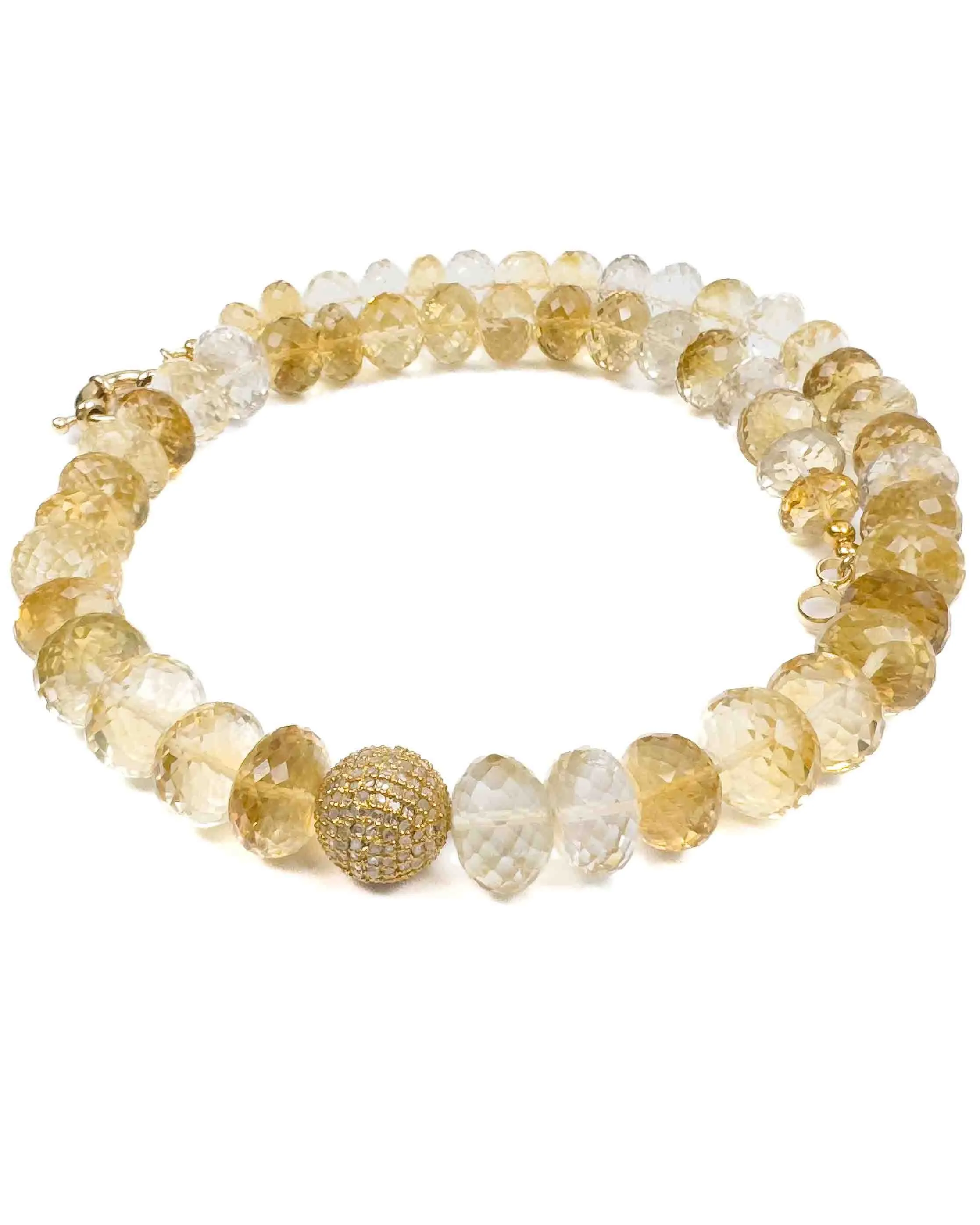 Diamond Center Faceted Citrine Necklace