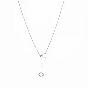 Diamond Clover Lariat Bolo Necklace