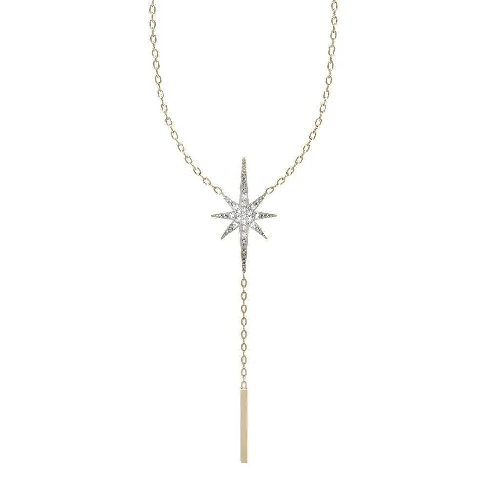 Diamond Fashion Star Lariat Necklace in 10K Yellow Gold