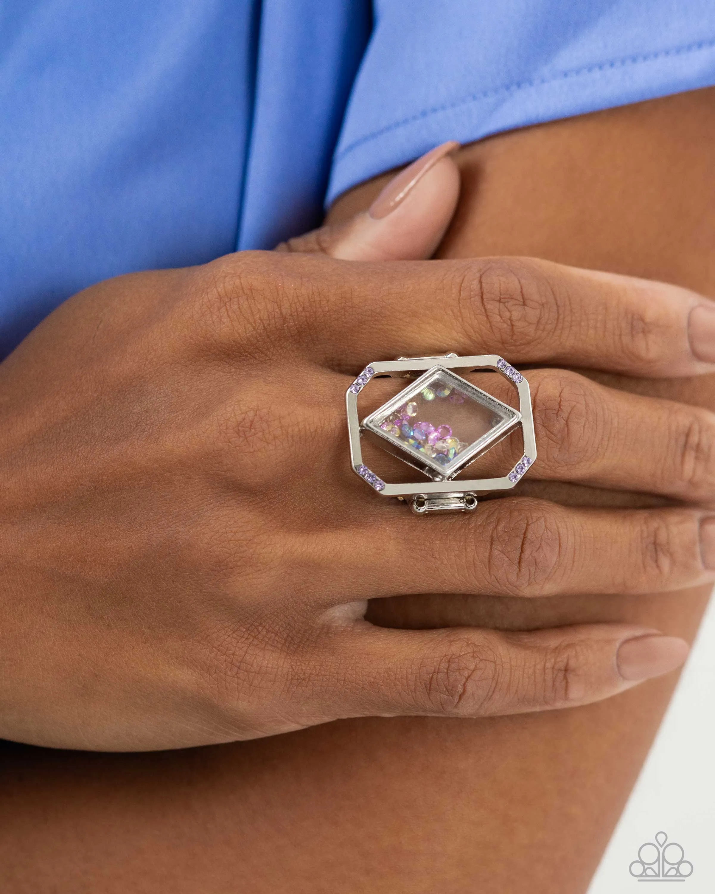 Diamond in the STUFF - Purple - Blue, and Crystal Loose Bead Paparazzi Ring - 2024 Empower Me Pink Exclusive