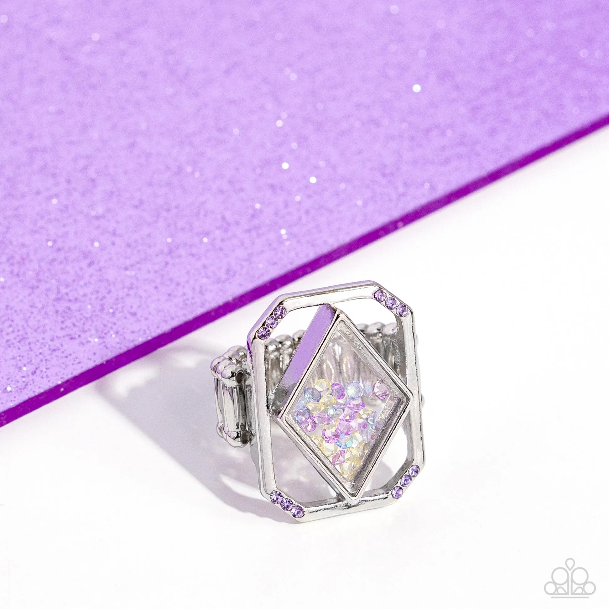 Diamond in the STUFF - Purple - Blue, and Crystal Loose Bead Paparazzi Ring - 2024 Empower Me Pink Exclusive
