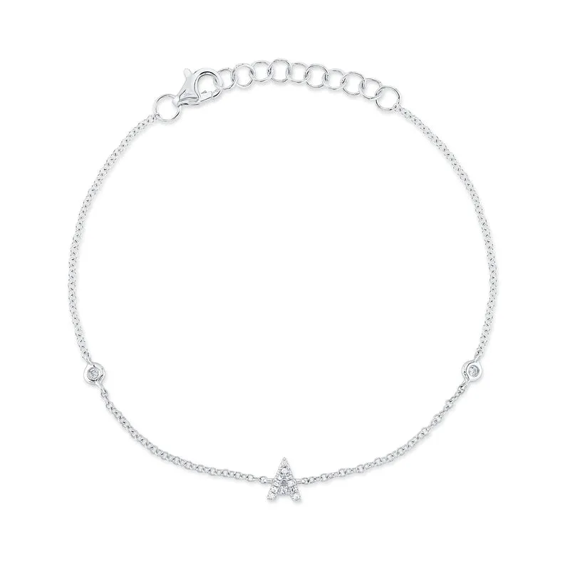 DIAMOND INITIAL BRACELET WITH BEZEL SET DIAMONDS