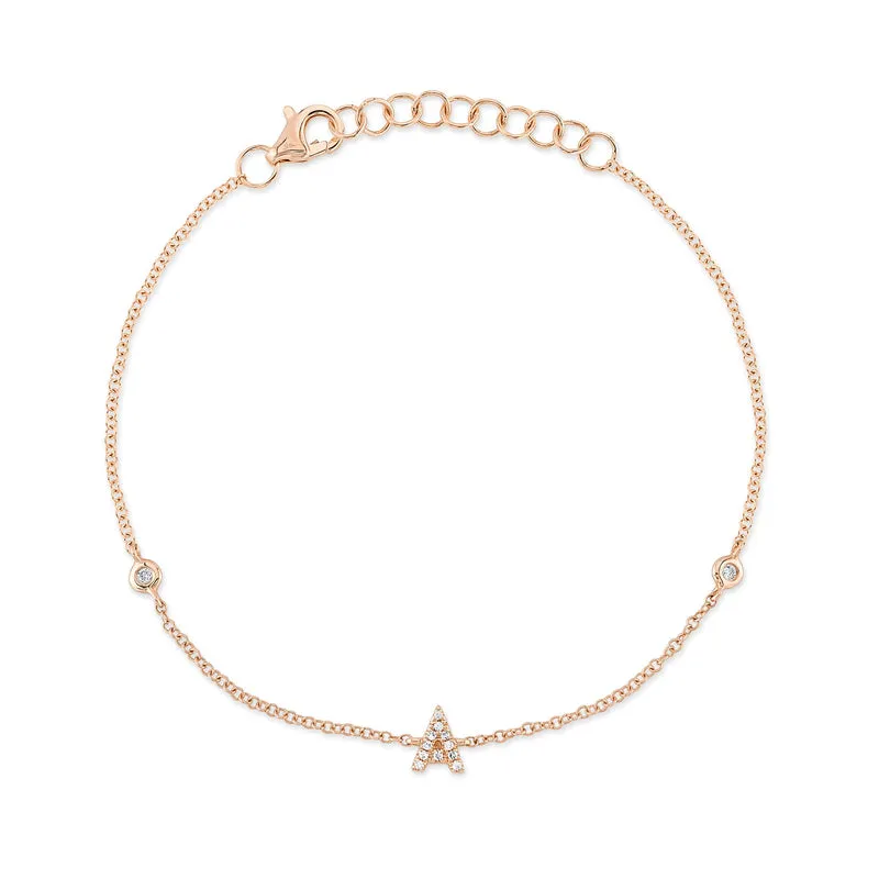 DIAMOND INITIAL BRACELET WITH BEZEL SET DIAMONDS