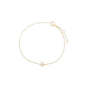 Diamond Pave Mini Hebrew Initial Bracelet 14K