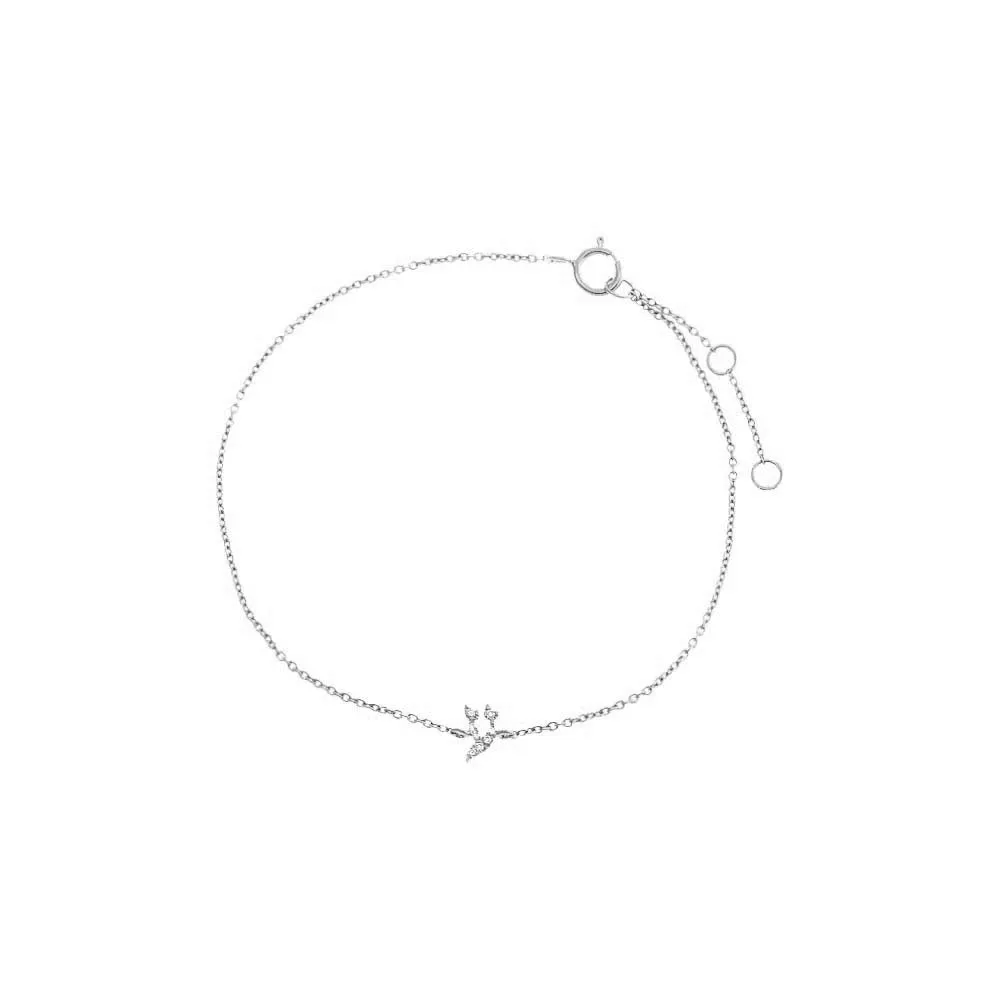 Diamond Pave Mini Hebrew Initial Bracelet 14K