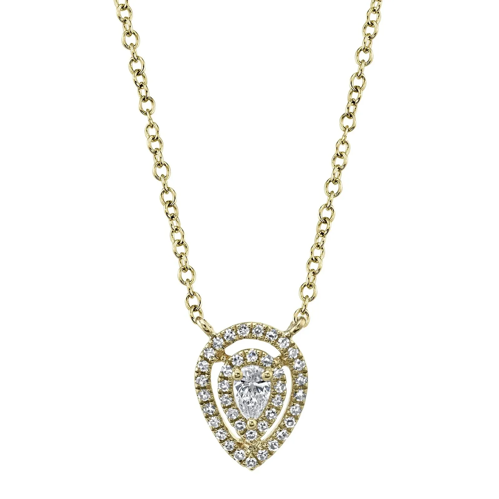 Diamond Pear Halo Necklace