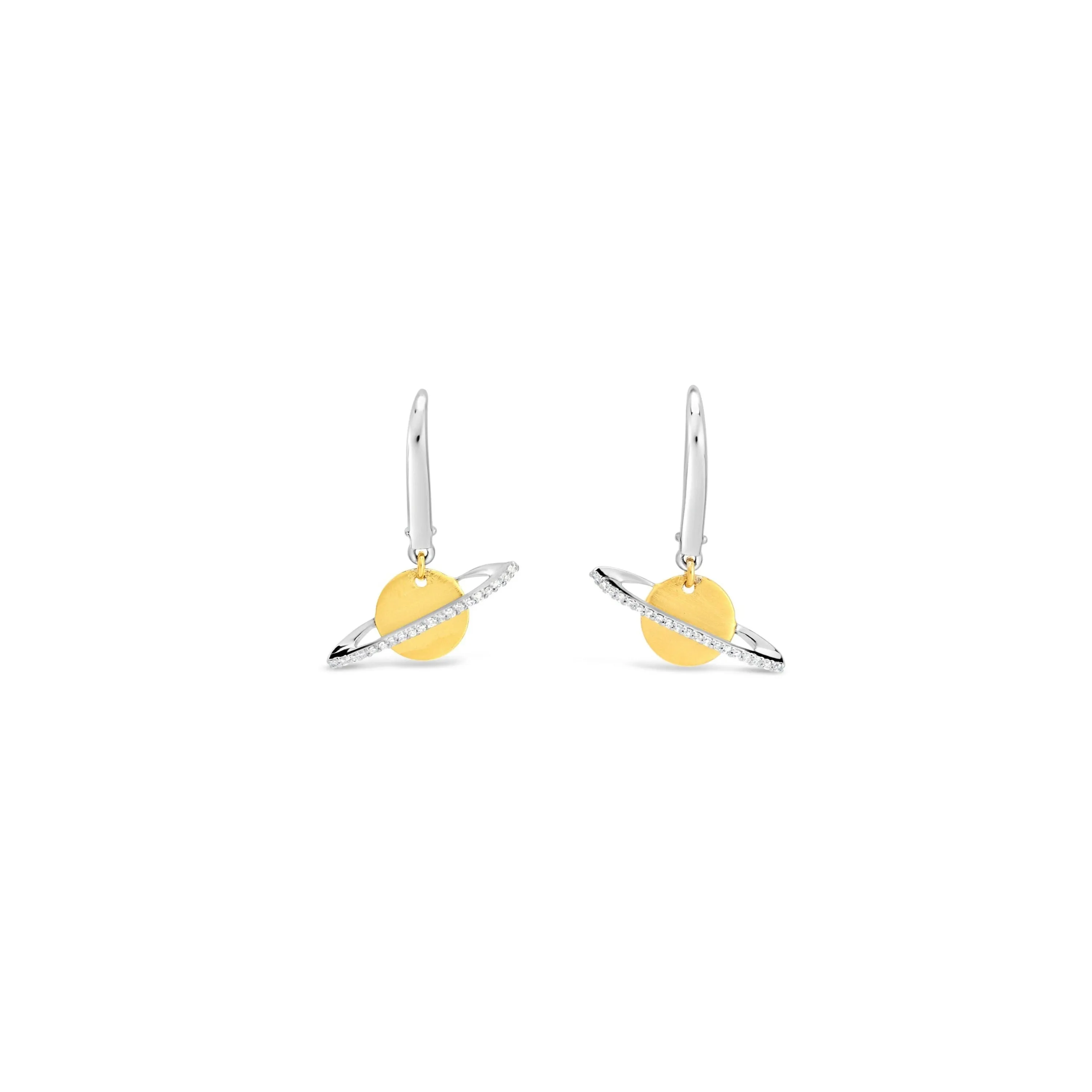Diamond Saturn Earrings Gold Vermeil