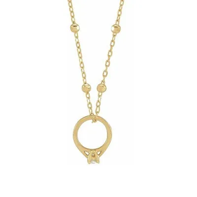 Diamond Solitare Ring Necklace