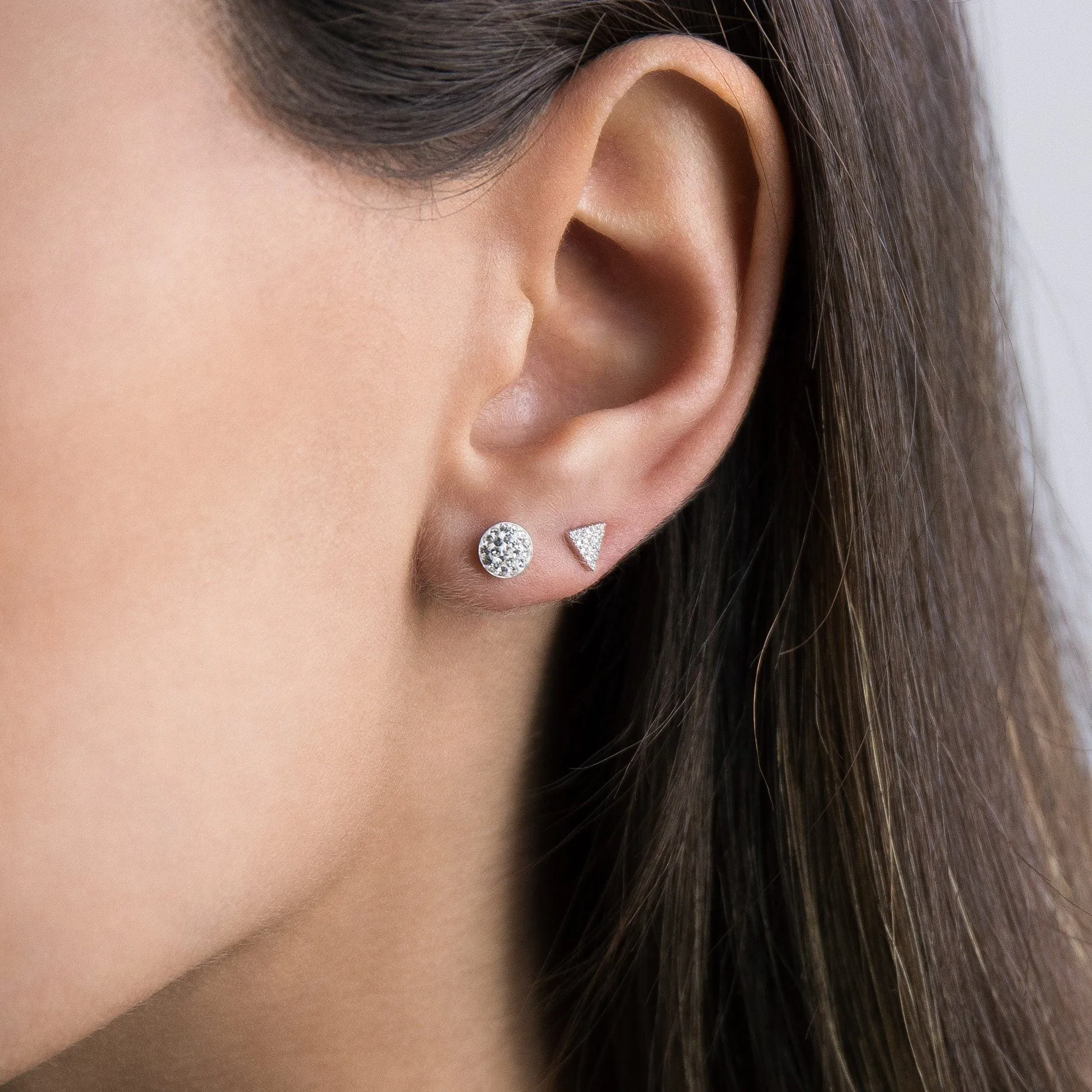 Diamond Triangle Stud Earring 14K
