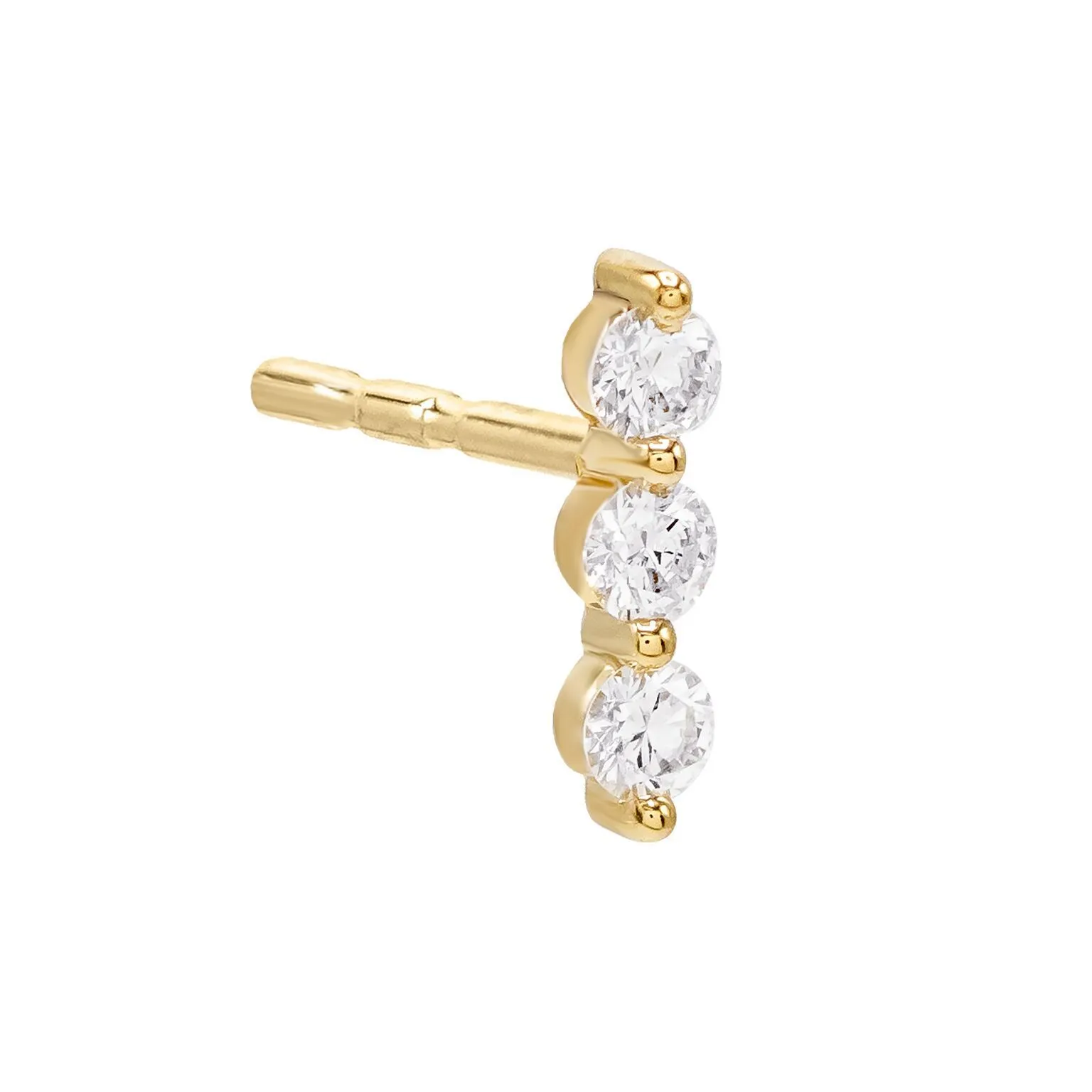 Diamond Trio Bezel Stud Earring 14K