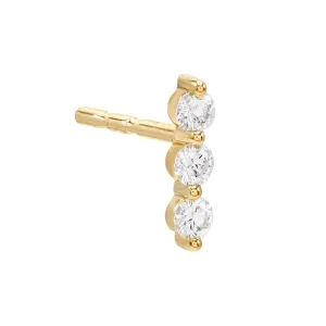 Diamond Trio Bezel Stud Earring 14K