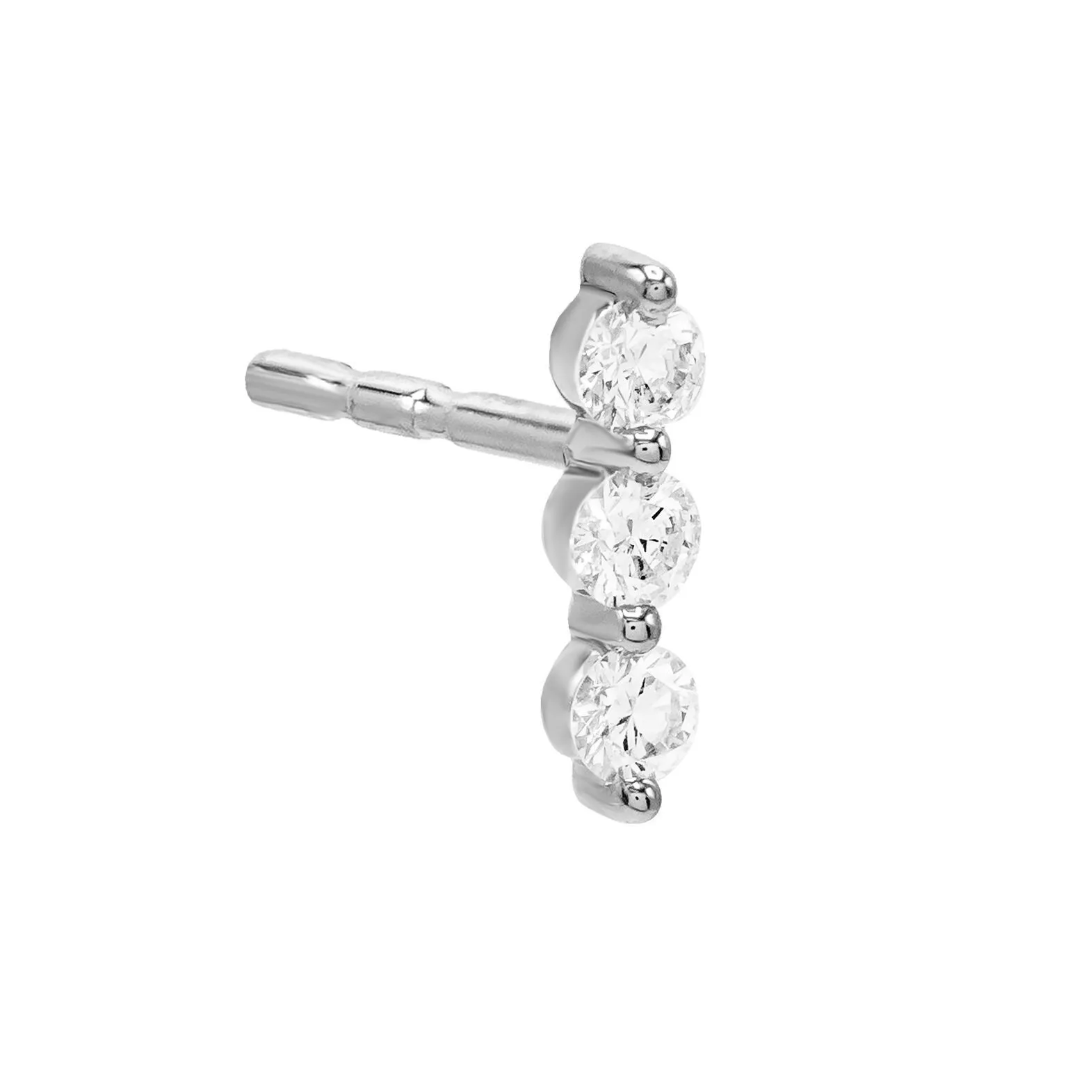 Diamond Trio Bezel Stud Earring 14K