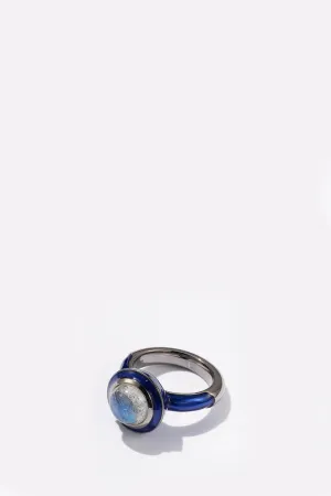 Dot Lacquer Solitaire Ring - Labradorite
