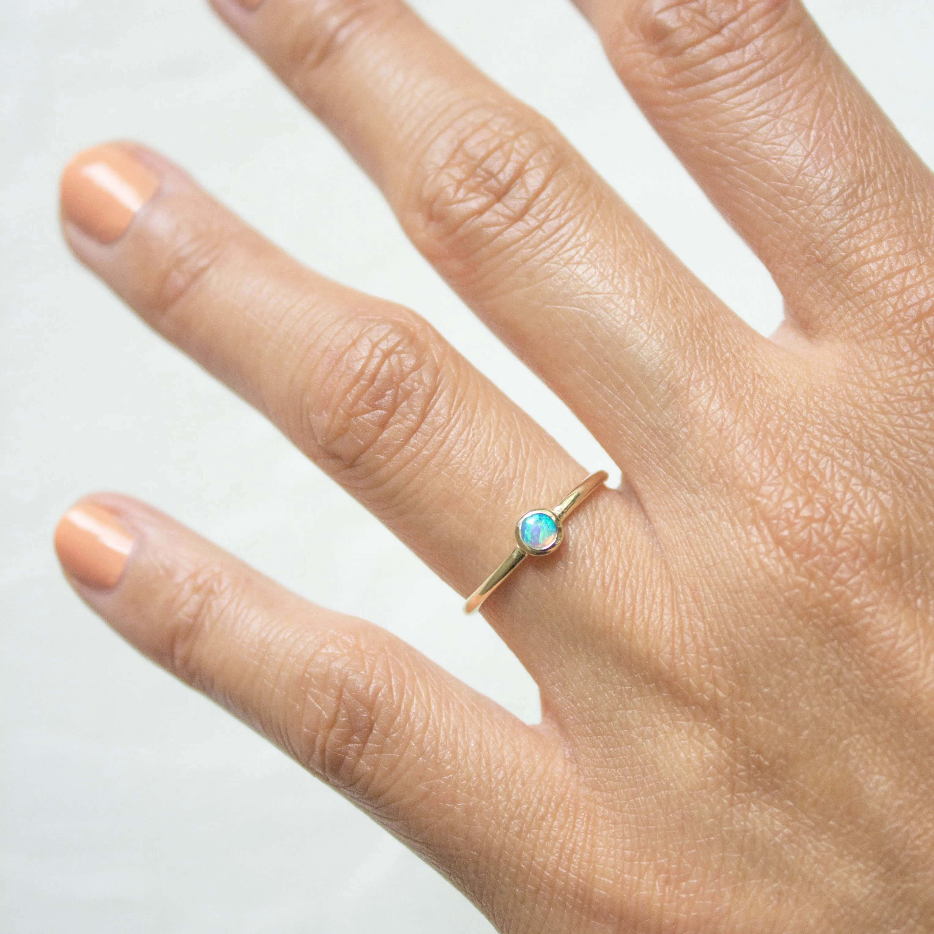 Dot Opal Solitaire Ring