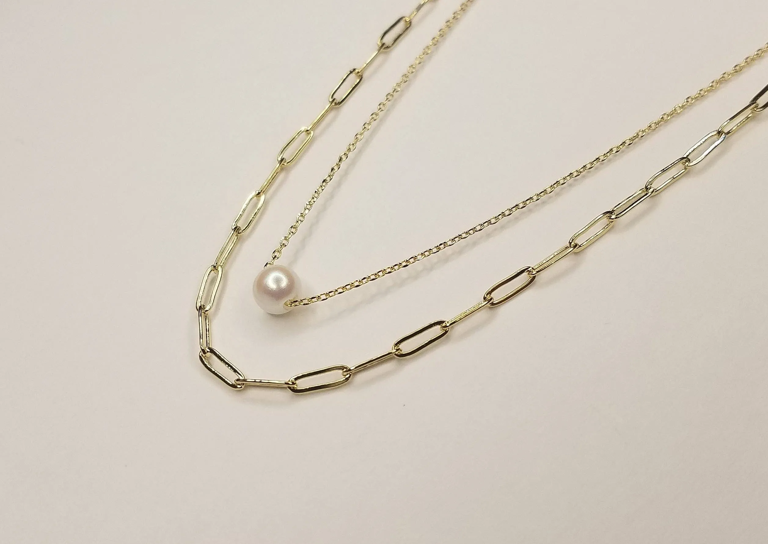 Double Chain Necklace w/ Pearl