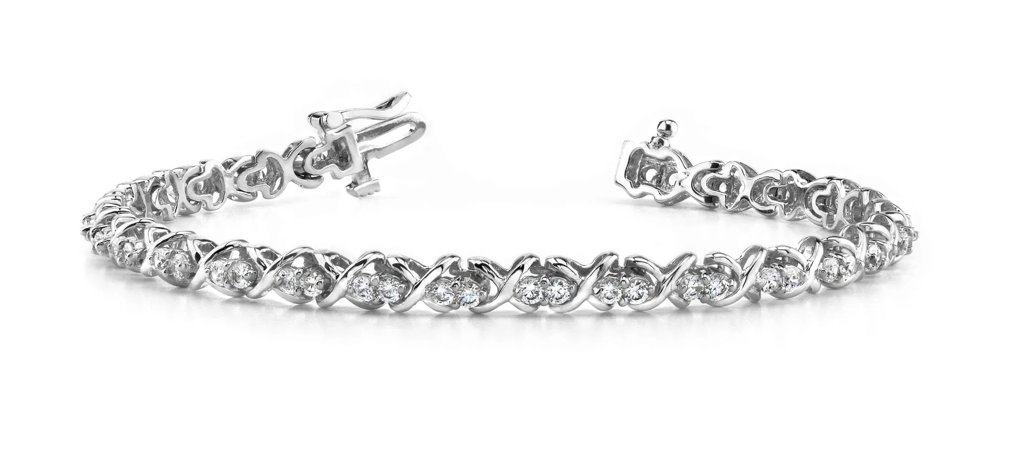 Double Diamond X Link Diamond Bracelet with 3.96 ct.(finished) 2.9mm
