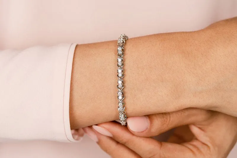 Double Diamond X Link Diamond Bracelet with 3.96 ct.(finished) 2.9mm