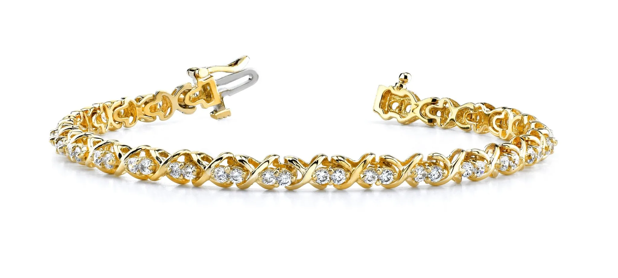Double Diamond X Link Diamond Bracelet with 3.96 ct.(finished) 2.9mm