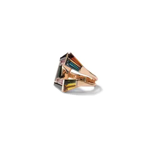 Double Fold-Over Mosaic Ring - Golden Tourmaline