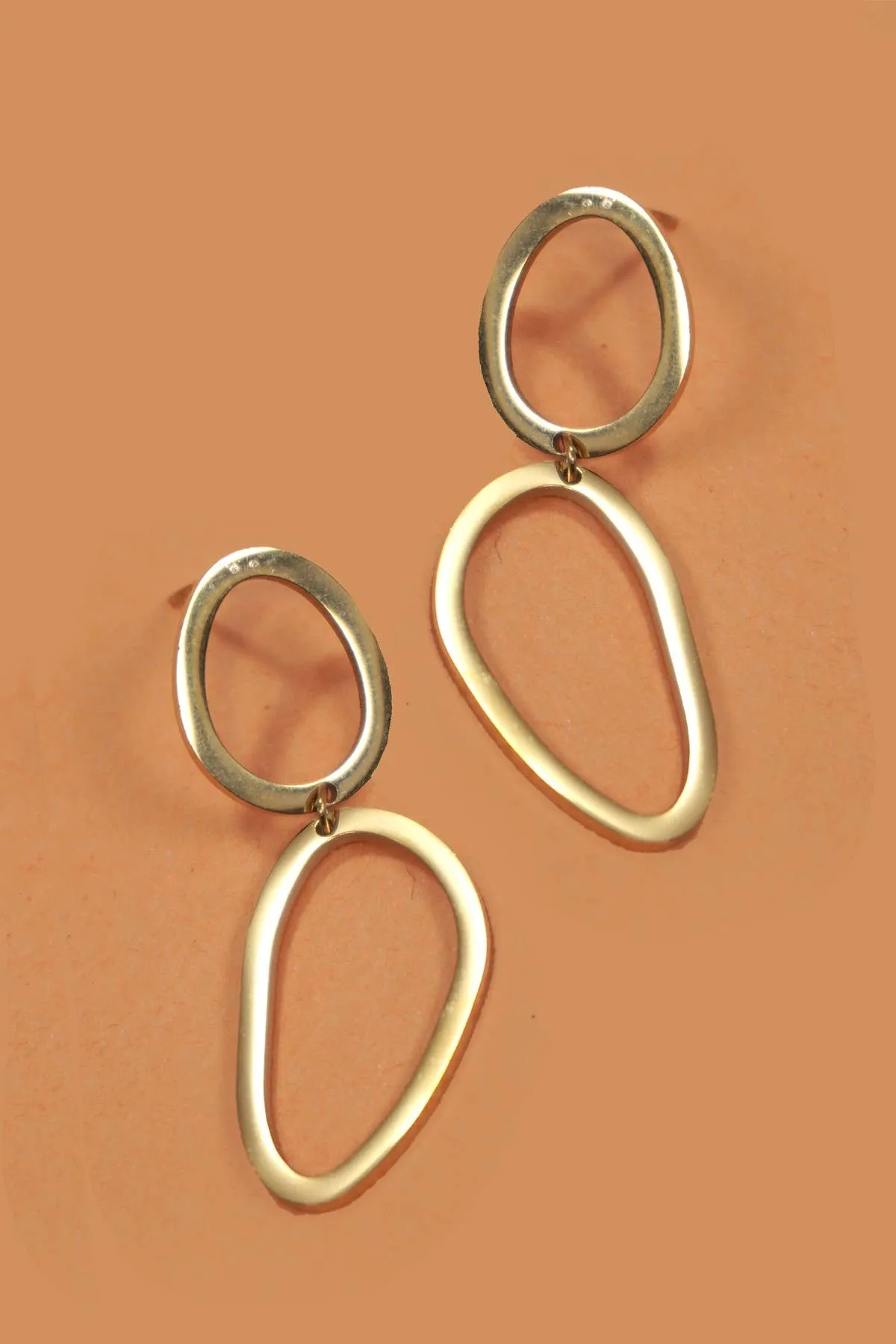 Double Oval Drop Earrings - 18K SS, Waterproof, Tarnish Free