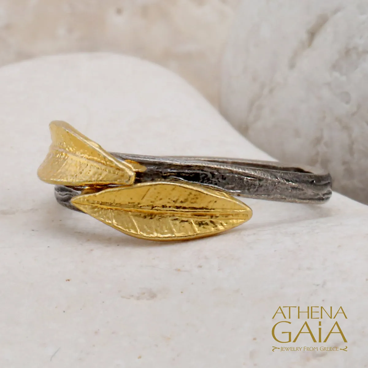 Dual Leaf Narrow Ring