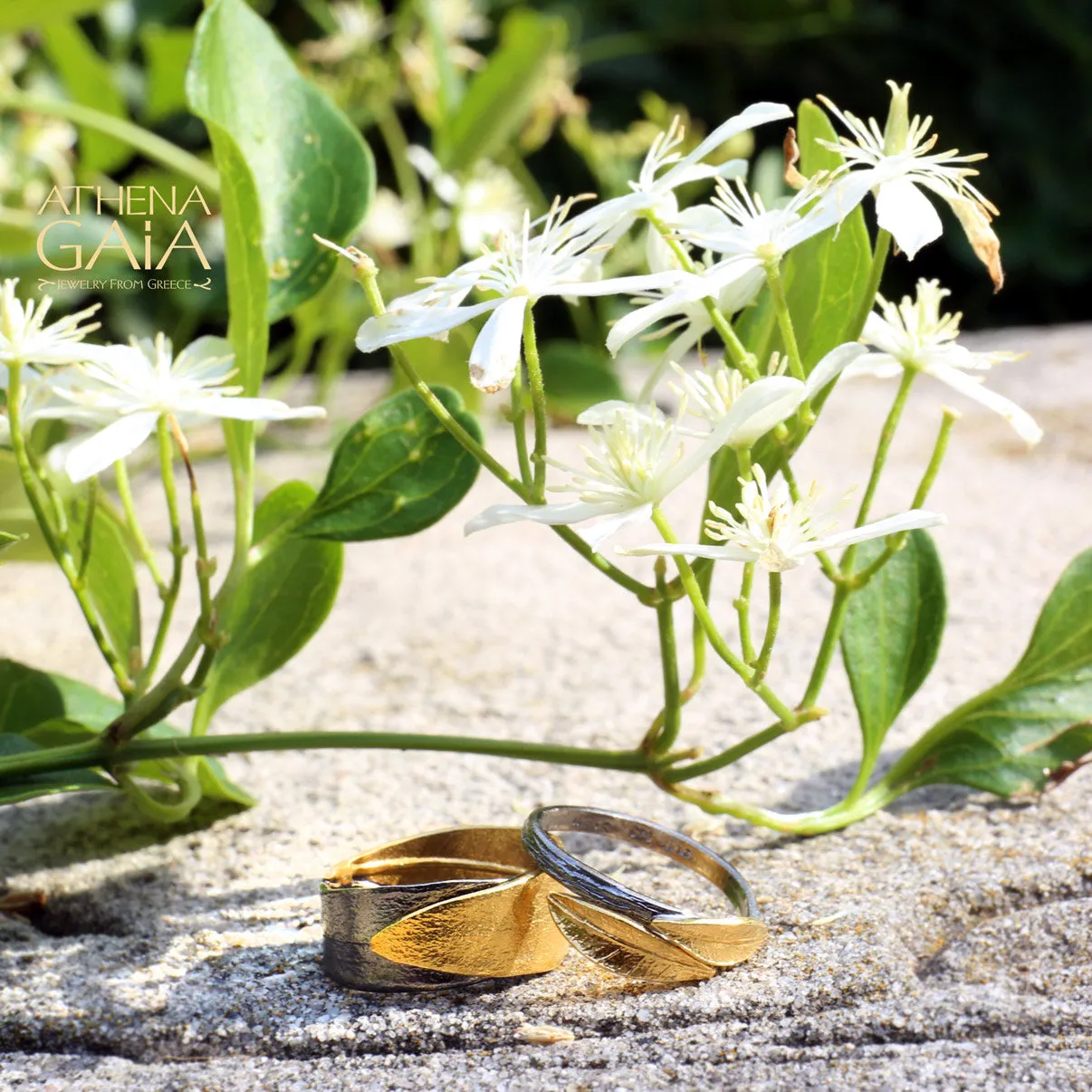 Dual Leaf Narrow Ring