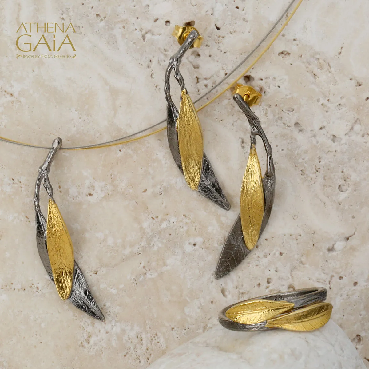 Dual Leaf Narrow Ring