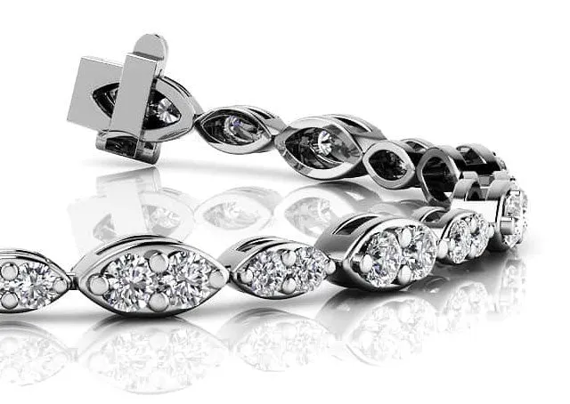 Dual Marquise Link Diamond Bracelet with 3.46 ct.(finished) 2.3mm, 2.9mm