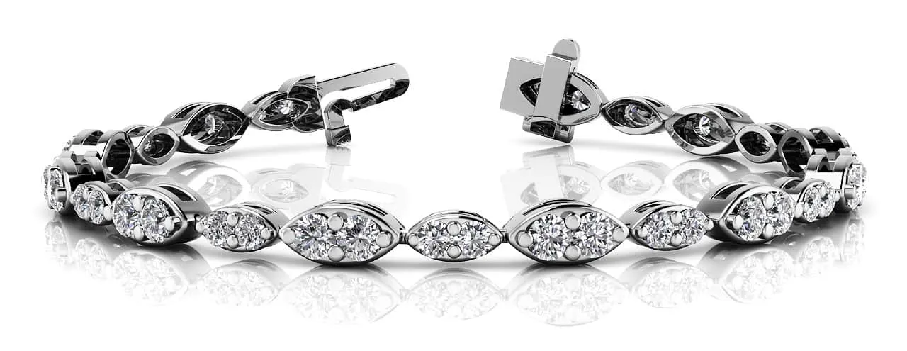 Dual Marquise Link Diamond Bracelet with 3.46 ct.(finished) 2.3mm, 2.9mm